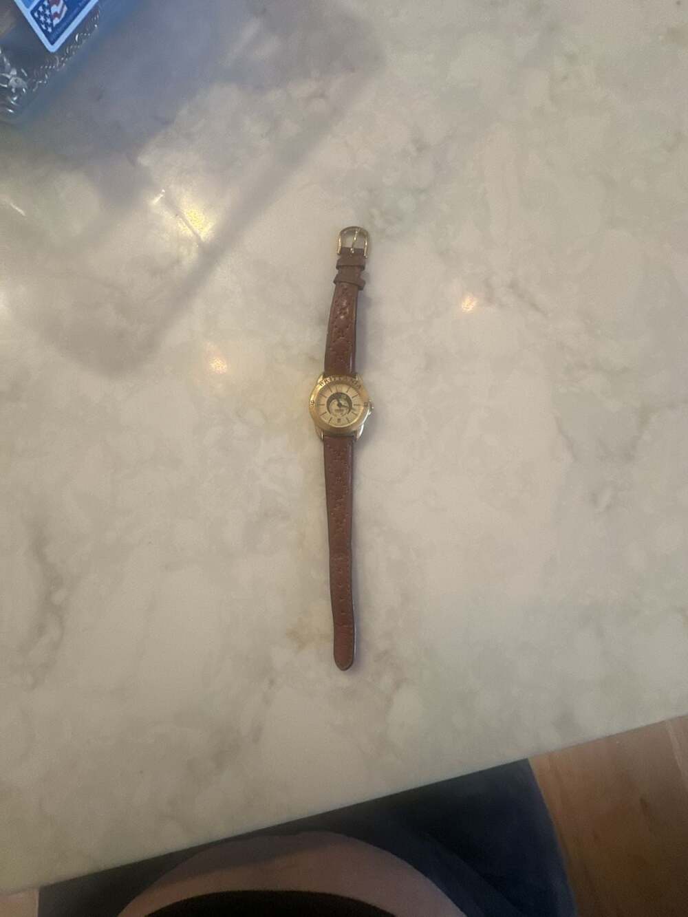 Vintage Brittania Moon Phase Quartz Watch with Brown Leather Strap